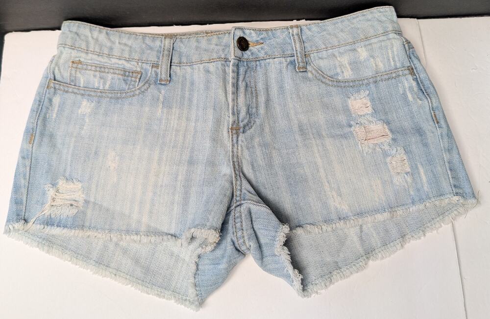 I Love H81 Premium Denim Shorts Women's Size 28 Distressed Cut Offs Light Wash